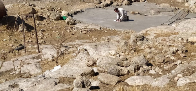 The Occupation demolishes a Water Harvesting Cistern in Khirbet Jib’it / Ramallah governorate