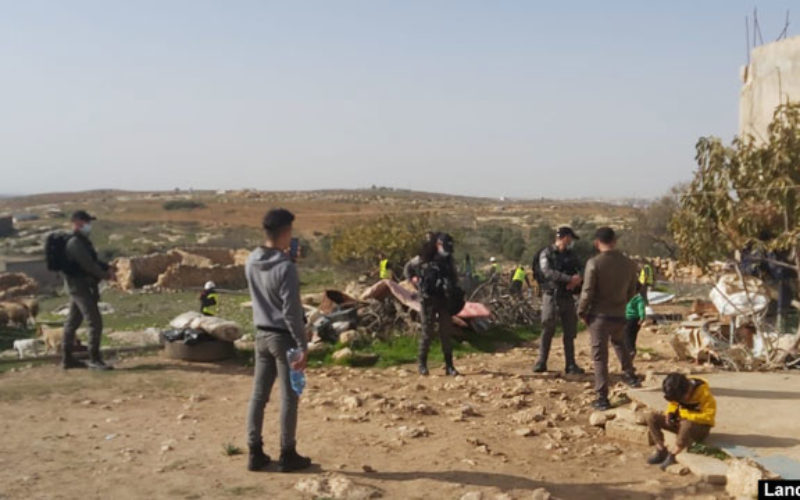 Barn demolished and confiscated in Khirbet As-Semya west As-Samou’ Hebron Governorate