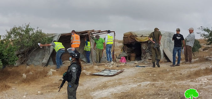 Israeli Occupation Forces demolish agricultural and residential structures in the Hebron governorate