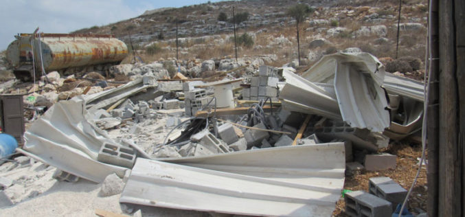 Demolishing a Residence and a Water Reservoir in Al-Faraseen Village / Jenin governorate