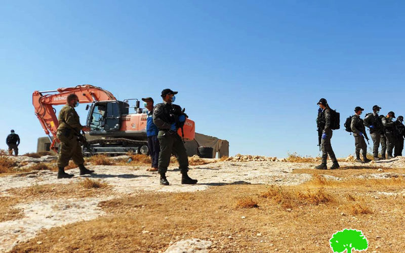 The occupation authorities demolish facilities and homes in separate areas of Hebron Governorate