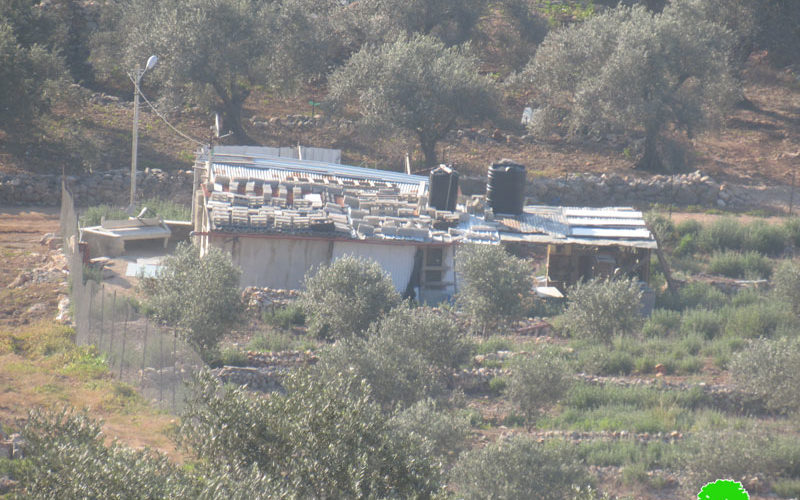 إخطار  بهدم وإزالة غرفة زراعية في قرية واد الرشا شرق مدينة قلقيلية