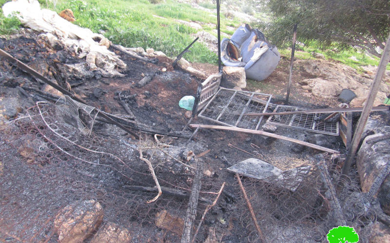جيش الاحتلال الإسرائيلي يتسبب في إحراق غرفة زراعية في منطقة التياسير / محافظة طوباس