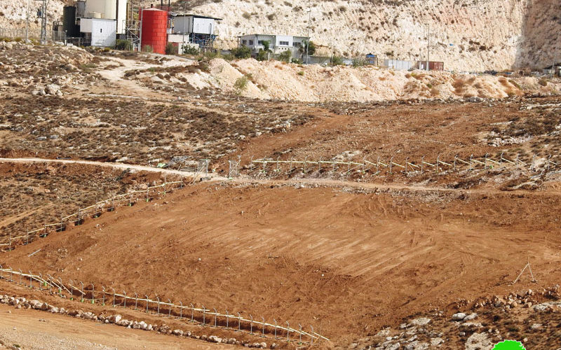 Settlers bulldoze and fence lands in the village of Zanuta, south of Hebron