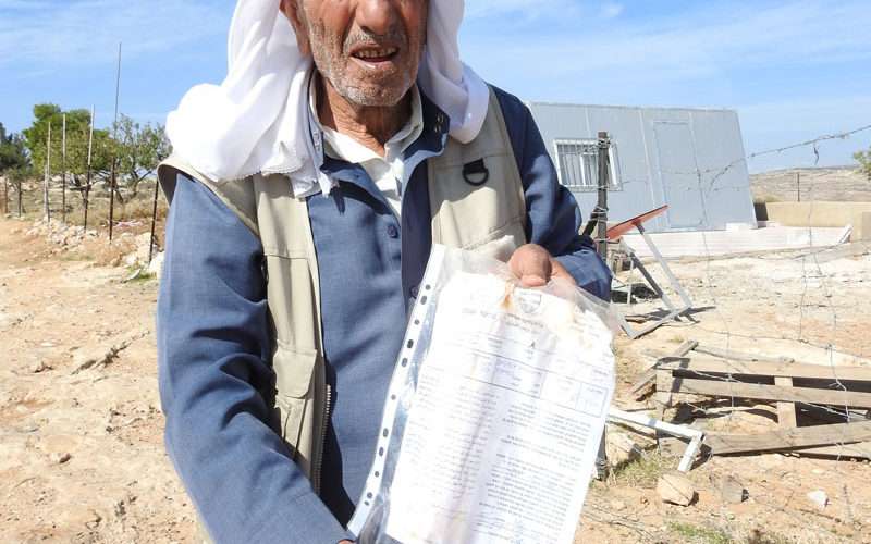 Notices to stop work and construction in sheep dwellings  and cistern in the village of Al-Buwaib, east of Yatta, Hebron Governorate