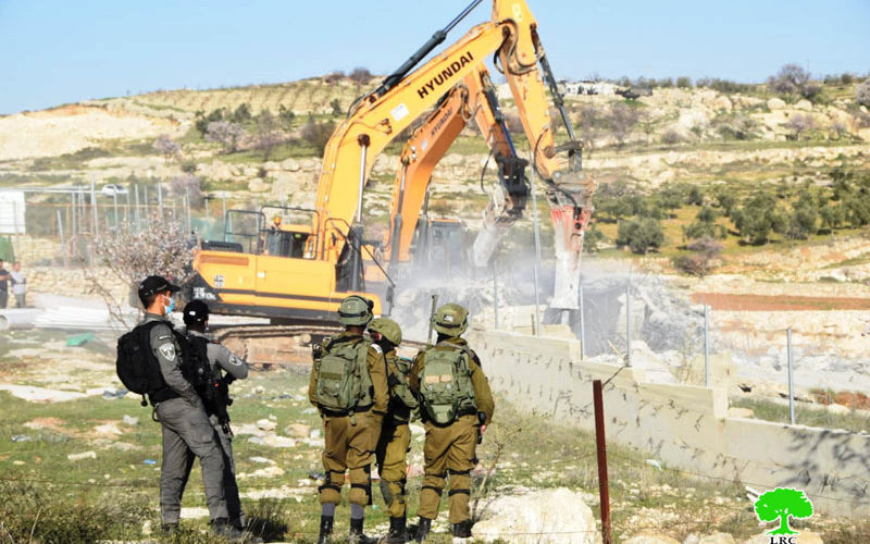 A house and cistern demolished in Khallet al-Maghribi, south of Hebron