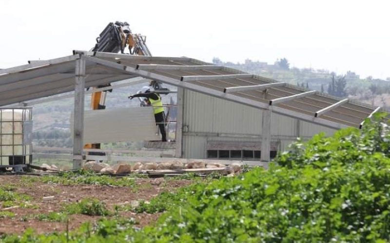 Demolishing and Confiscating an Agricultural facility in Zif / Hebron governorate