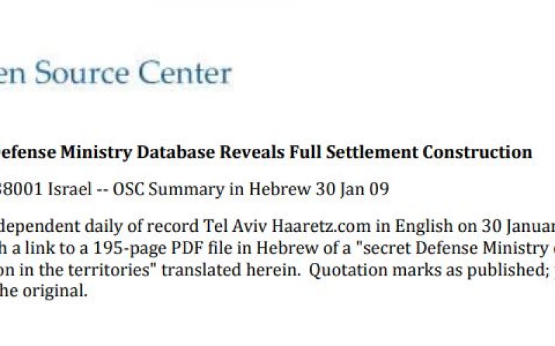 ARIJ Discloses the “Secret” Israeli Settlements Database on illegal construction in the occupied West Bank