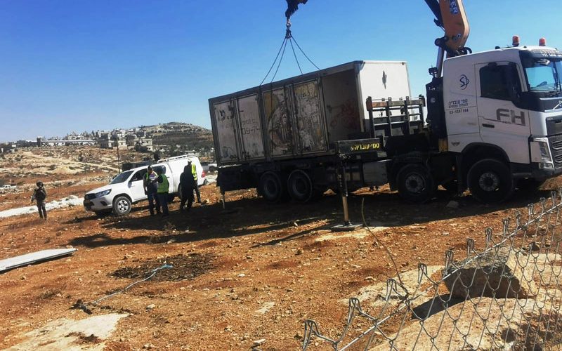 The Occupation Confiscated a Caravan in Ghzaiwi – South Yatta / Hebron Governorate