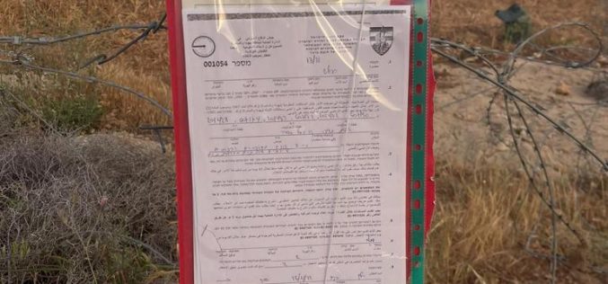 Notice  to vacate a plot in Taybeh area, east of Tarqumiya/  Hebron Governorate