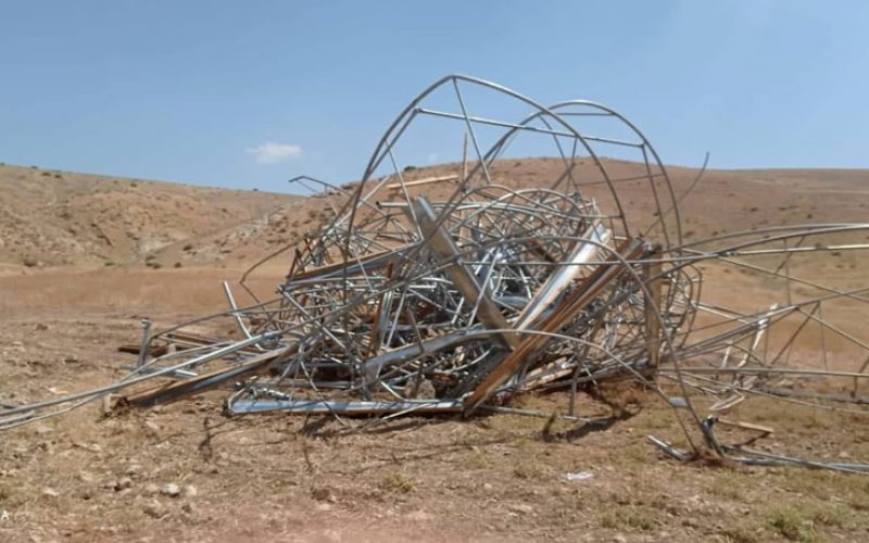 The demolition of a greenhouse under construction in the village of Frush Beit Dajan, east of Nablus