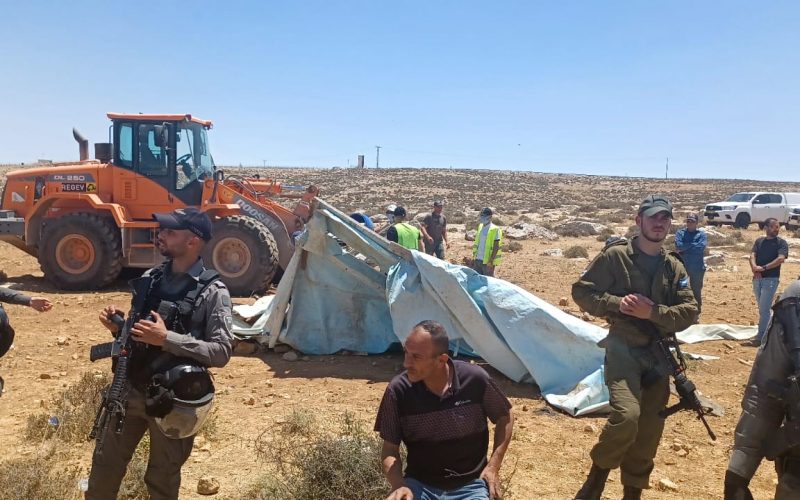 In a dangerous precedent, Settlers Demolish an Agricultural Service Room in Masafer Yata-Hebron governorate