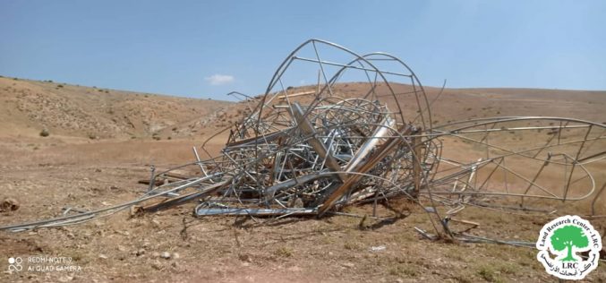 The demolition of a greenhouse under construction in the village of Frush Beit Dajan, east of Nablus