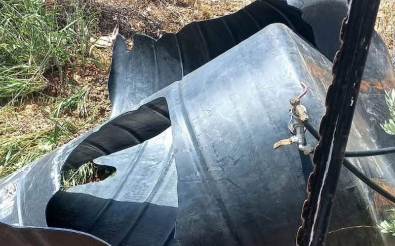 Settlers made holes in two water tanks in the village of Al-Mughayer, Ramallah and Al Bira Governorate