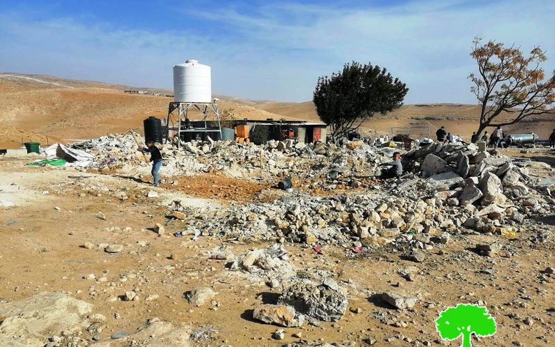 The occupation demolishes residential and agricultural facilities in the village of Al-Fakhit in Masafer Yatta, south of Hebron