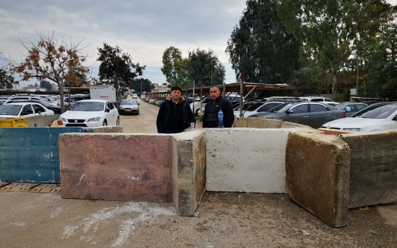 The eastern entrance to the village of Al-Jalama – Jenin Governorate is closed with earth mounds and concrete blocks