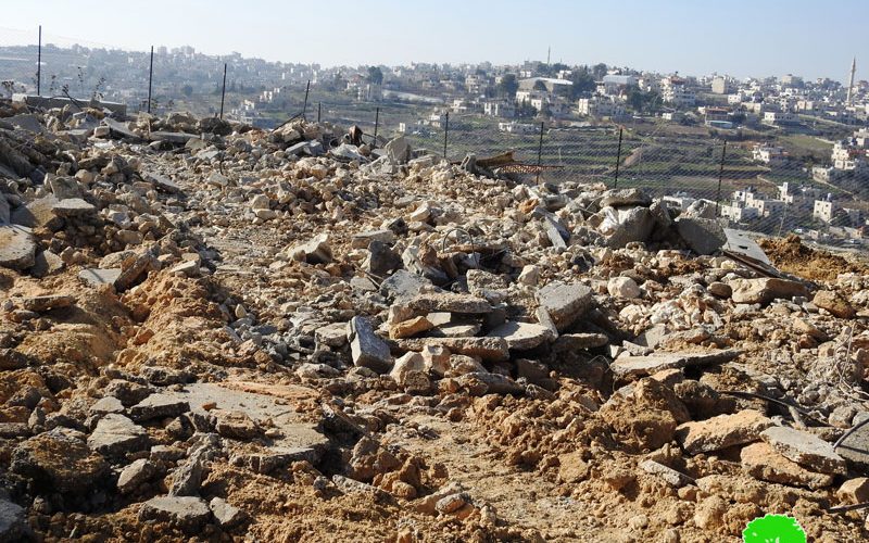 A residence and cistern demolished in Beit Umer Town at the hands of the Israeli occupation  
