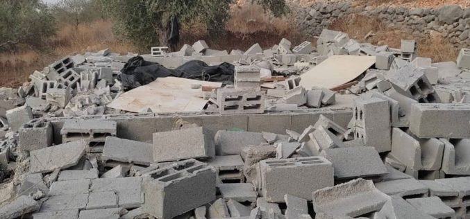 الاحتلال الاسرائيلي يهدم غرفة زراعية في بلدة كفر الديك / محافظة سلفيت