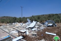 Two commercial installations demolished by the Israeli occupation authorities in Ya`bad town,  Jenin governorate