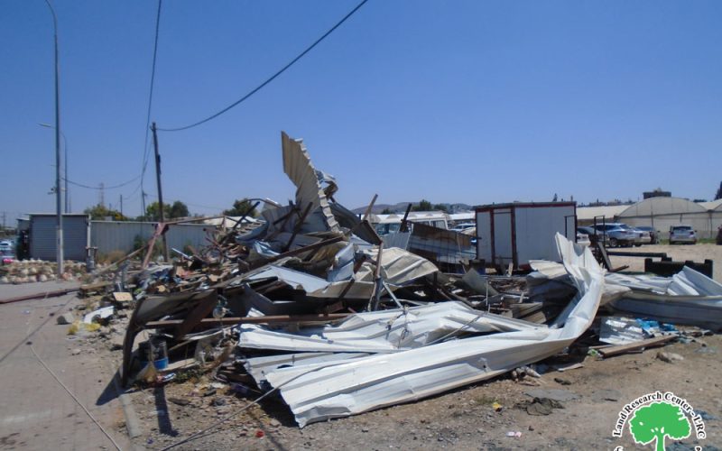 The Israeli occupation demolishes two commercial facilities near Al-Jalama Military Checkpoint / Jenin Governorate
