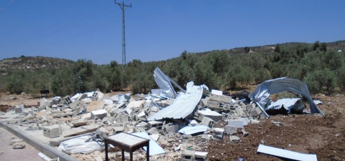 Two commercial installations demolished by the Israeli occupation authorities in Ya`bad town,  Jenin governorate