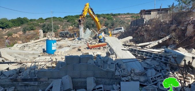 The demolition of a house under construction in Umm al-Rihan village, Jenin governorate
