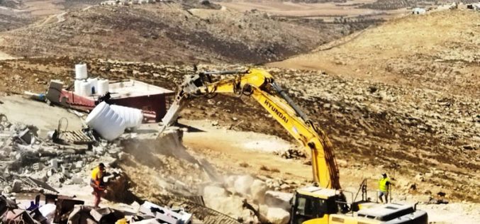 For the Second time: The Occupation Demolished a house belongs to Citizen Noah Hroub from “Khallet Taha” West Hebron