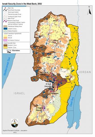 The Israeli Security Zones make up 45.25% of the West Bank Including 158 Israeli Settlements