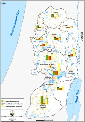 Un aumento del 173% negli ultimi vent’anni ” L’area destinata alle colonie Israeliane e’ ormai superiore a quella per Palestinesi, all’interno degli stessi Territori Occupati Palestinesi “