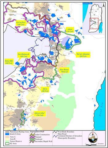 Settlements expanding in and around East Jerusalem for the year 2004