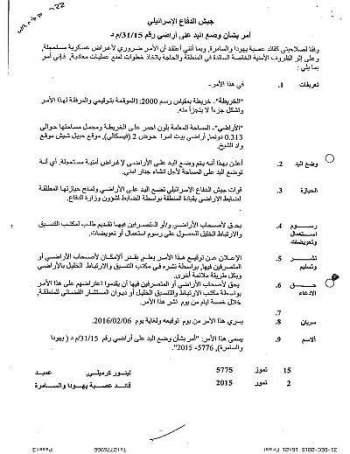 ” لاغراض أمنية مستعجلة ”
اسرائيل تضع اليد على أراضي فلسطينية في بلدة بيت امر شمال مدينة الخليل