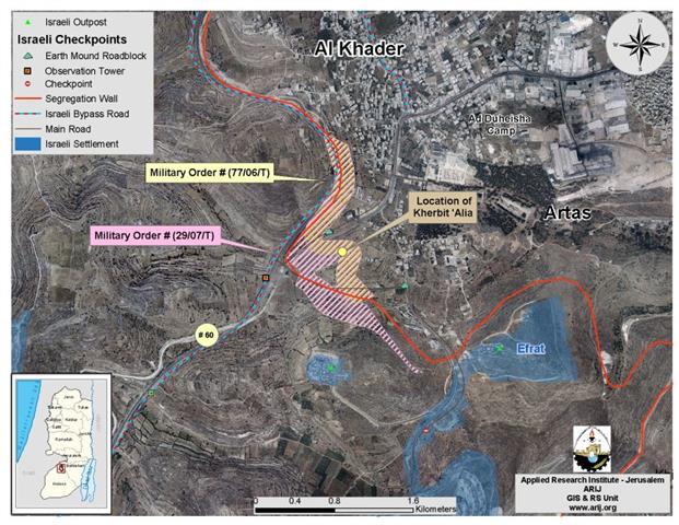 New Israeli Military Order to confiscate additional area of Palestinians’ Lands in the villages of Al Khader and Artas