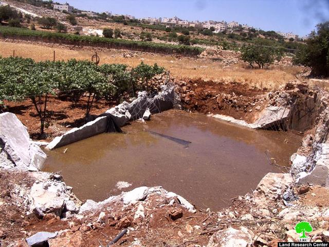 Destruction of a pool and agricultural land in Al Buweira area