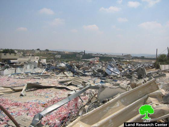 Demolition of a number of commercial structures in Jenin