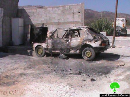 Burning a vehicle in Burin- Nablus
