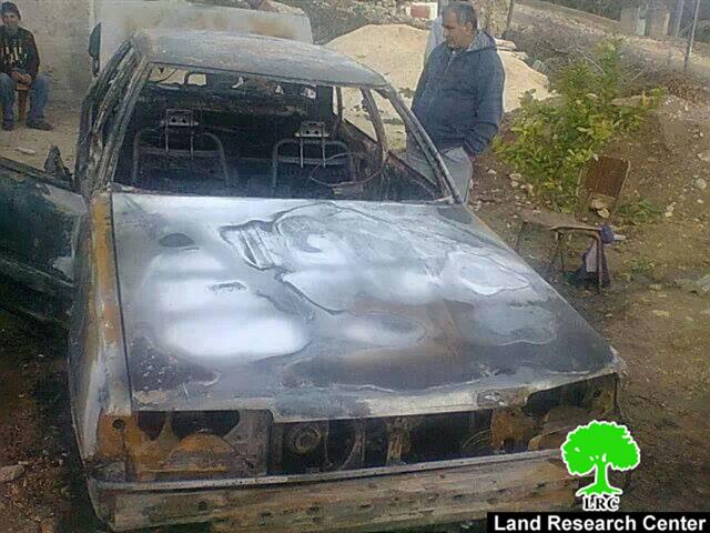 Price taggers colonists torch a car and write hatred-enticing slogans on houses