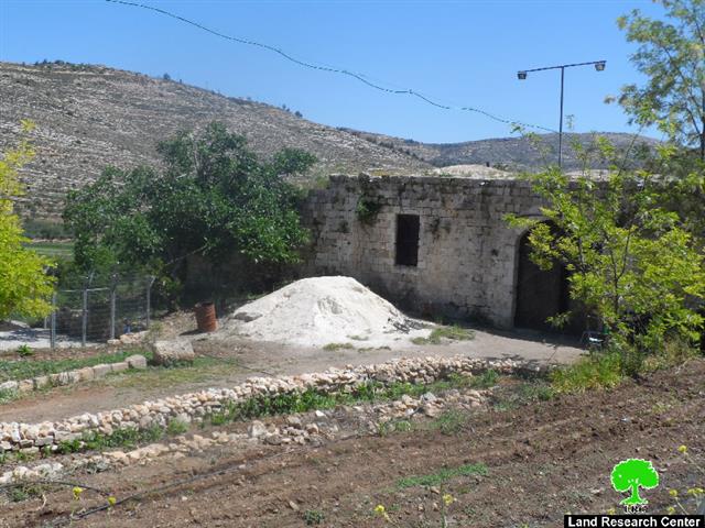 Water harvesting pool notified and trees cut off in al-Lubban ash-Sharqiya – Nablus governorate