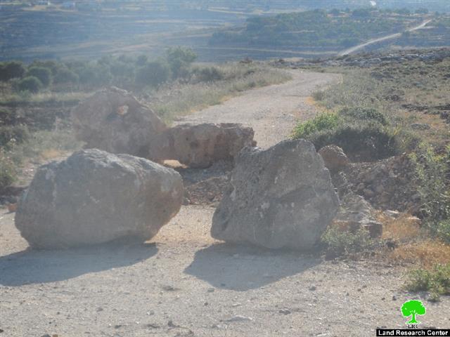 Roads blocked by rocks in Jourish Village