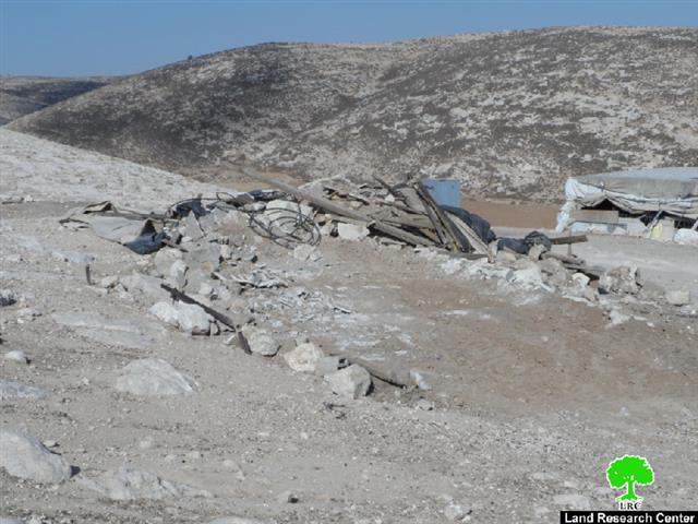 Demolition of residences and barns in Khirbet al-Rahwa South of al-Dahrya town/ Hebron governorate
