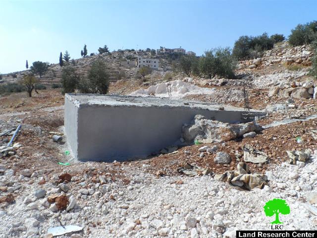 Stop work orders on 4 cisterns implemented by land reclamation project carried out by Land Research Center in Hebron