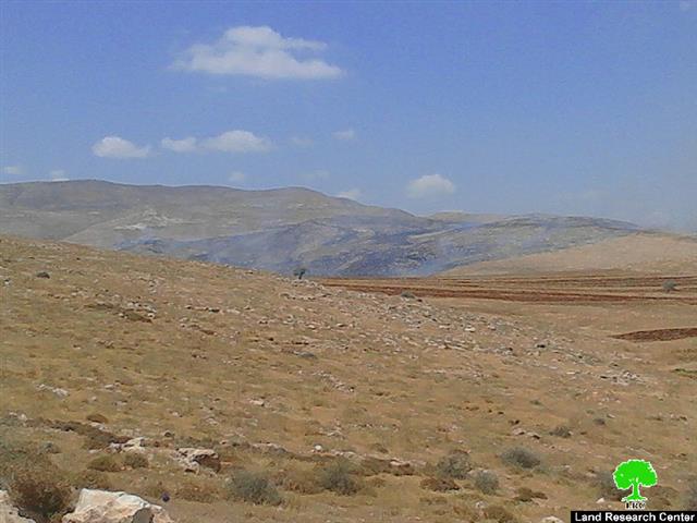 Torching 2000 dunums of pastoral lands in Al-Tawil hamlet due to military training