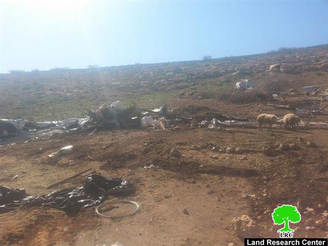 The Israeli Occupation Forces demolish structures in the Tubas area of Dhra Awwad
