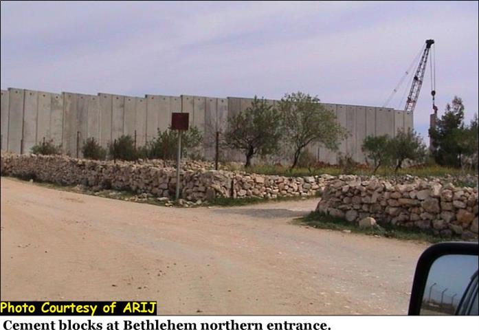 Installation of Wall blocks at Bethlehem Northern entrance