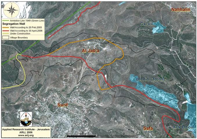 The new changes on the Segregation Wall path in Al Jab’a village