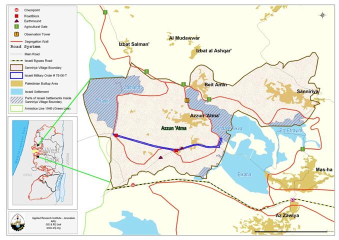 New Stage for completing the Segregation wall around ‘Azzun ‘Atma village in Qalqilyia
