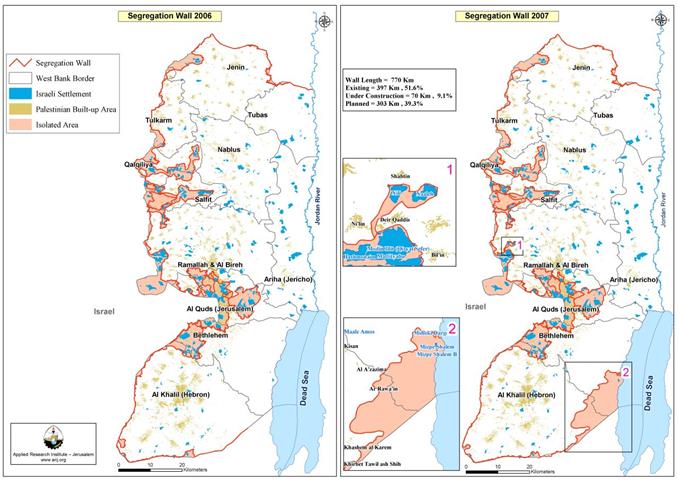 According to the Israeli Ministry of Defense  ” The Israeli Army increases the Segregation Wall Length and thus the Segregated Zone area in the West Bank”