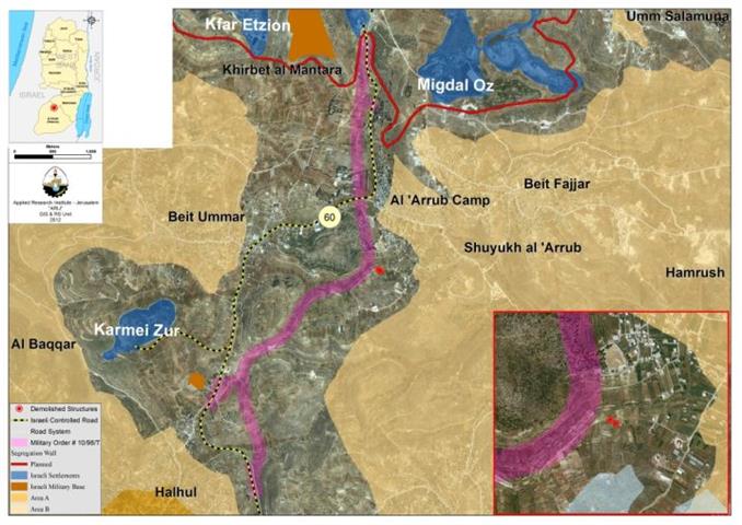 Demolition of Palestinian Structures in Al-‘Arrub Refugee Camp north of Hebron Governorate