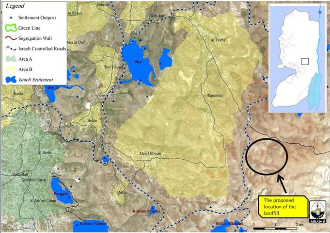 Israeli to confiscate Rammun and Deir Dibwan lands for the establishment of a landfill site