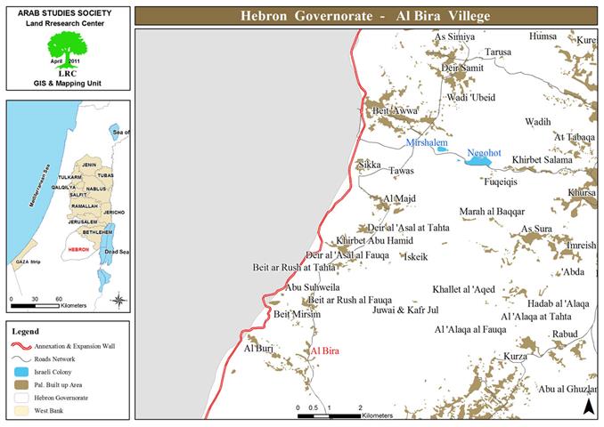 إخطارات  بهدم بركس وبئر مياه في قرية البيرة جنوب الخليل