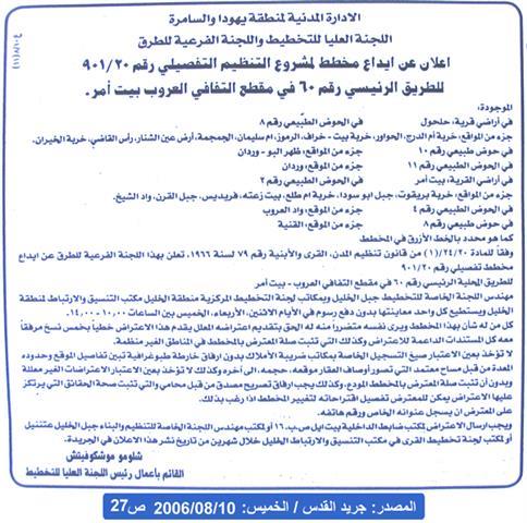 Bypass road 60 hit hard at Beit Ummer and Halhul fertile agricultural land